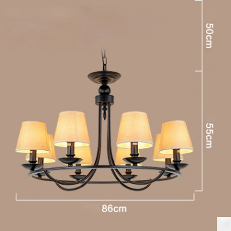 8 lights - Yellow Американская кантри черная железная краска 6 головок Потолочная люстра двойного назначения Ретро E14 льняная крышка Декор для гостиной цепь светодиодный светильник - Цвет корпуса: 8 lights - Yellow