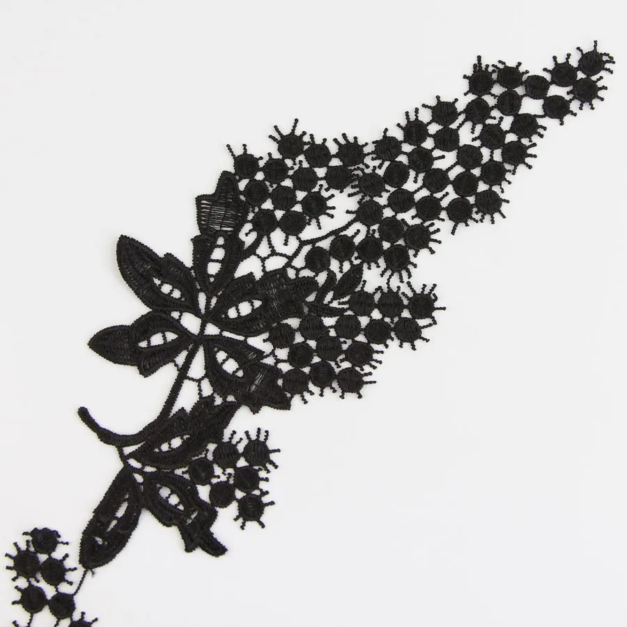 1 пара новая черная красивая вышитая полиэфирная аппликация с кружевной отделкой