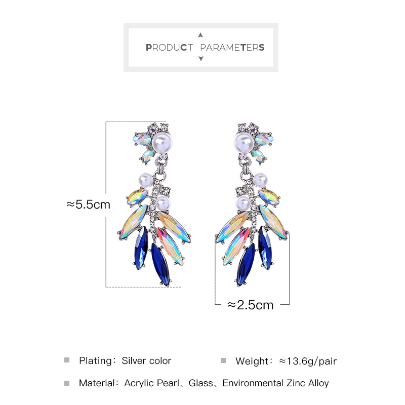 Модного серебристого цвета серьги в виде капель с акриловые жемчужины стекло
