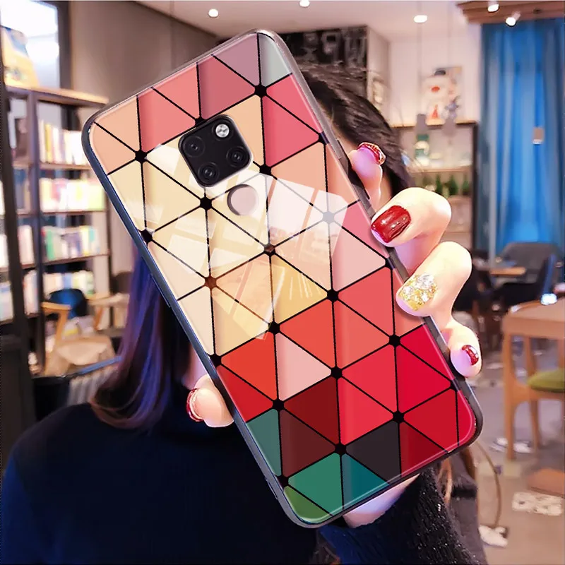 Manderm разноцветный Модный чехол для телефона из закаленного стекла на huawei P30 P20 Pro