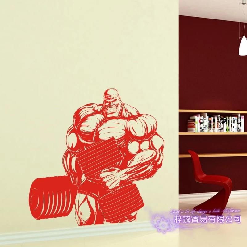 Fitness Club Decal Gym Dumbbell Sticker Body-building Posters Vinyl Wall Decals Mural Crossfit Muscle | Дом и сад