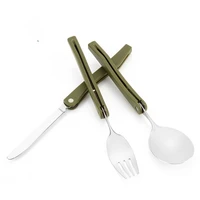 3pcs concave convex outdoor camping picnic tableware travel folding stainless steel cutlery cross border spoon sports knife fork