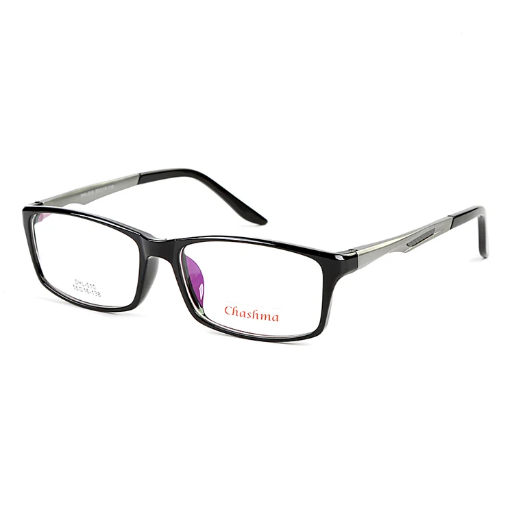 Бренд Chashma TR90, оправа из алюминия и магния, весенние петли, модные полноразмерные очки, спортивные стильные оправы для очков для мужчин - Цвет оправы: Shiny Black and Gray