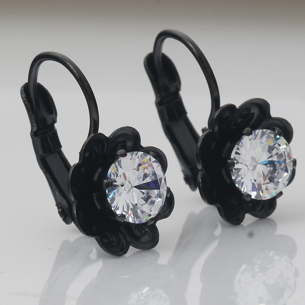 Женские серьги гвоздики из нержавеющей стали с фианитами|flower stud earrings|stud earringsstud