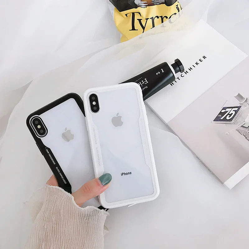 Простой однотонный Прозрачный чехол для телефона iPhone 6 Puls S 7 8 X XS полная защита