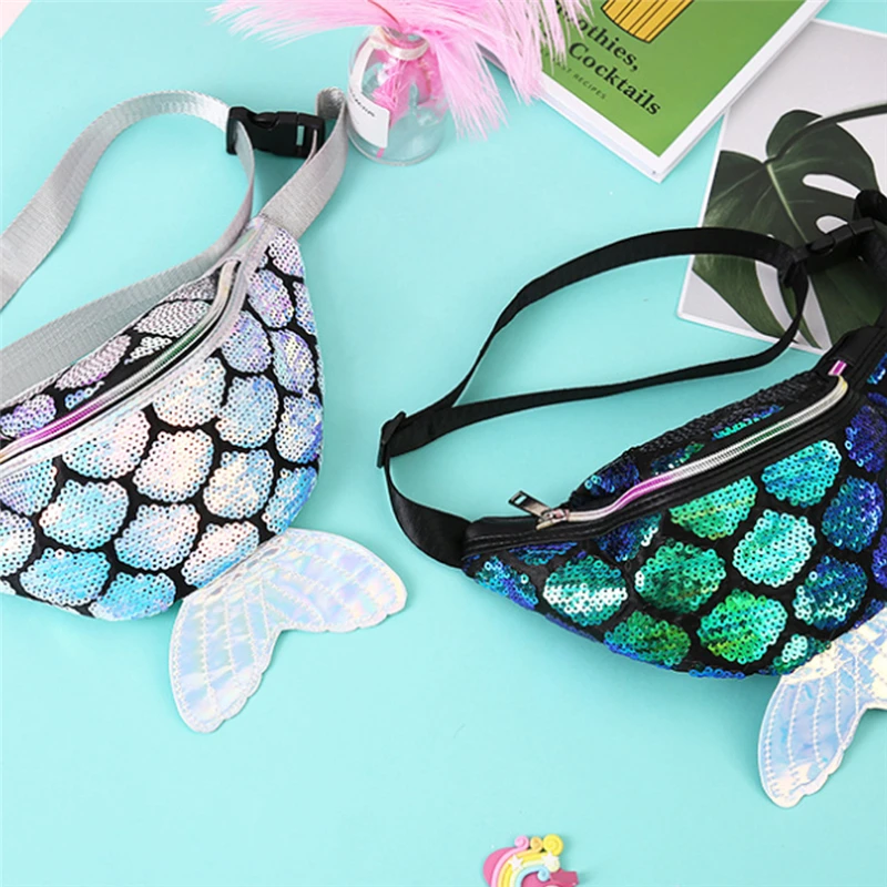 

New Women’s Waist Packs Colorful Sequin Waist Bag Chest Pouch Shoulder Belt Bag Mermaid Tail Best Gift Present