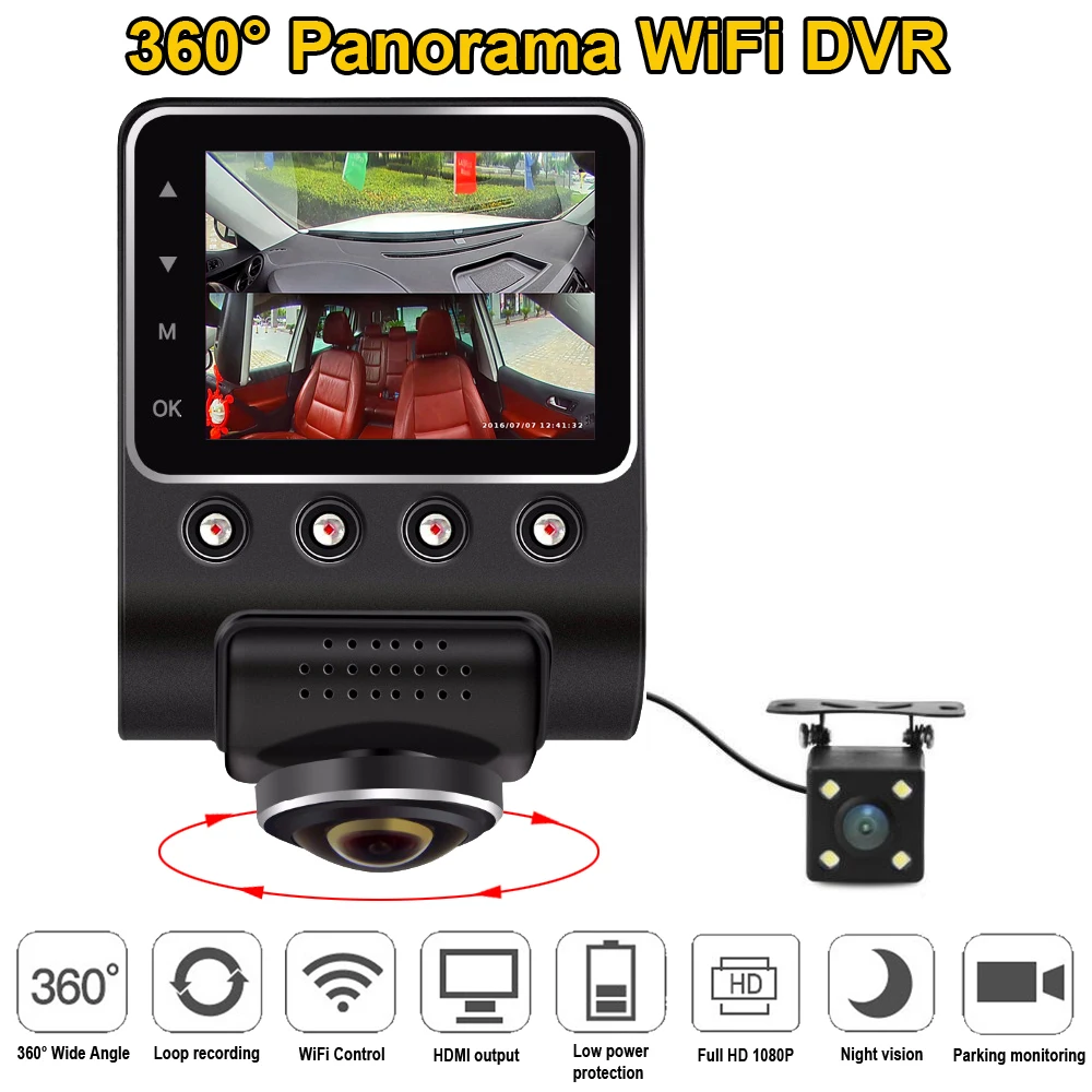 ZUCZUG Новый 2 5 &quot360 панорамный WiFi Автомобильный видеорегистратор камера Full View HD 1080P