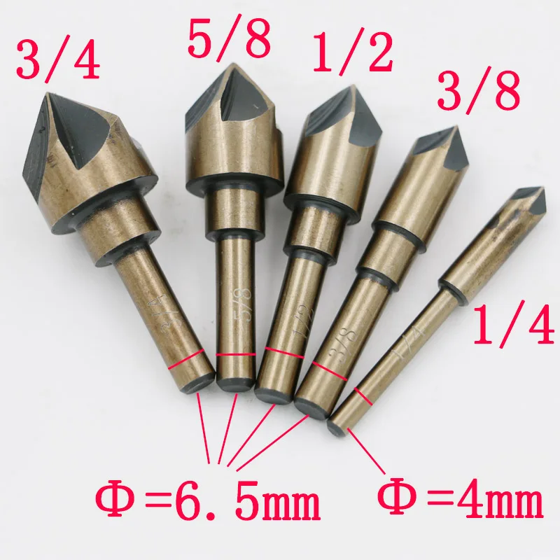 

5pcs Industrial Countersink Drill Bit Set 5 Flutes Counter Sink Woodworking Drill Bits Metal Working Chamfer Chamfering Cutter