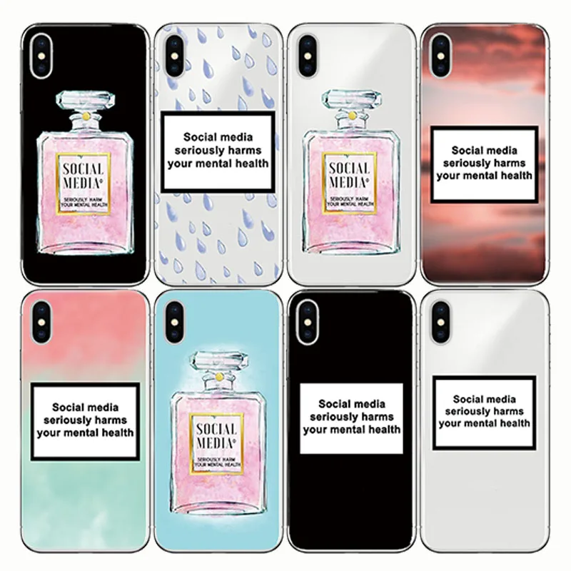 Soft TPU Back Cover Coque Social Media Seriously Harms Your Mental Phone Case For Apple Iphone 5S SE X 6S 7 8 plus XR XS MAX |