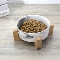 ceramics dog feeders cat bowl with wooden rack ceramic single bowl lovely pet food water drink dishes feeder hw033