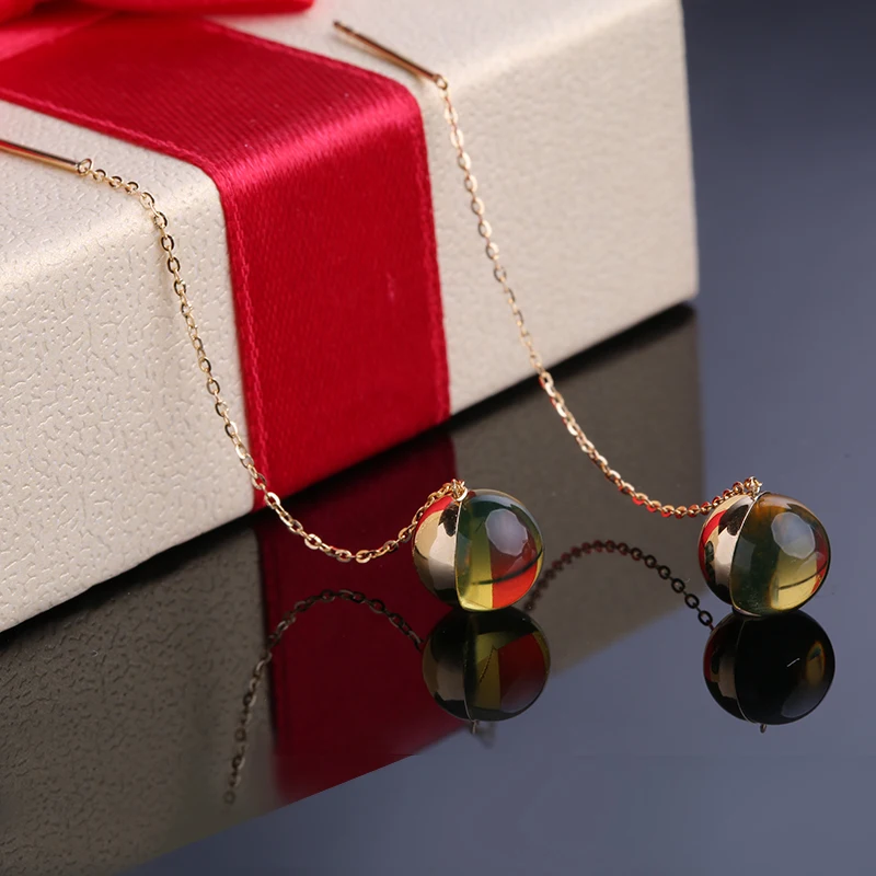 Robira Простой полосы бар длинная цепочка падение/Висячие серьги 18 К розовое золото