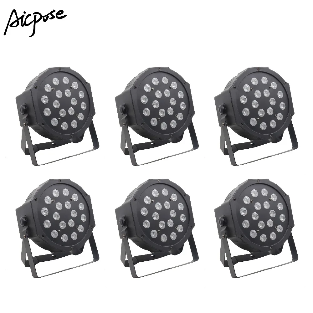 6 шт./лот RGB Led Par огни 18*3 Вт плоский par свет с dmx512 контролем профессиональное