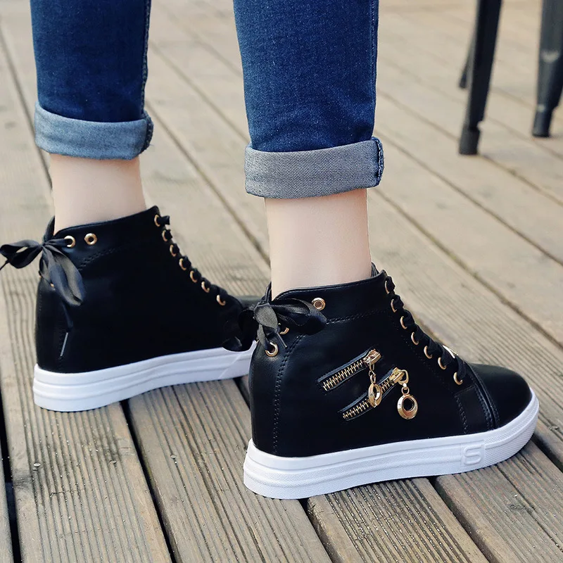 2018 new increase in high-end women's singles shoes Korean high-top platform with a thick sole | Обувь
