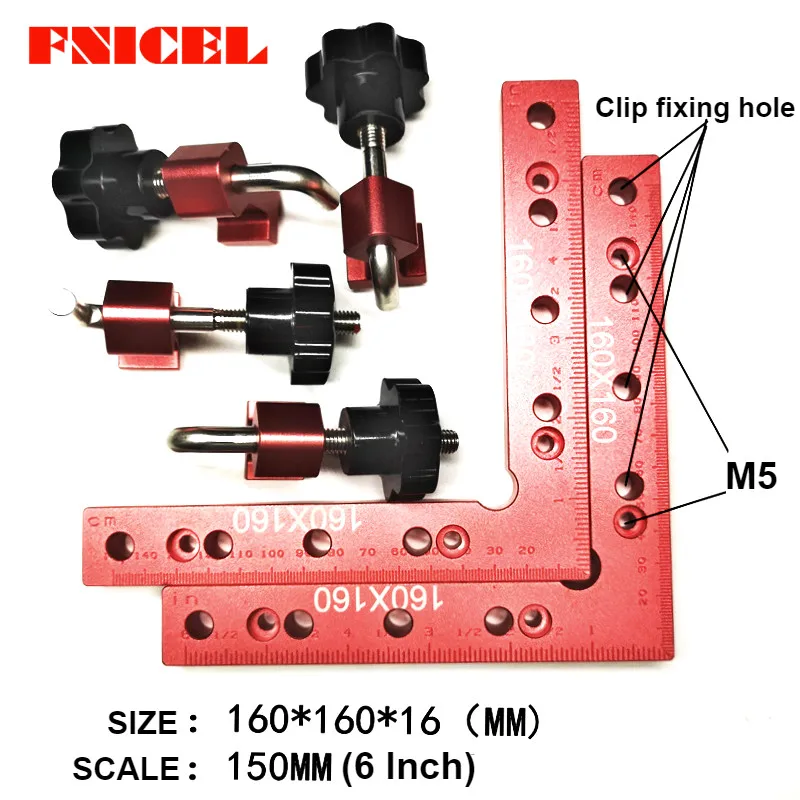 

1 set 160mm Woodworking Right Angle Positioning Clamps Auxiliary Positioner Corner Clamping Tools Aluminium Alloy Corner Ruler