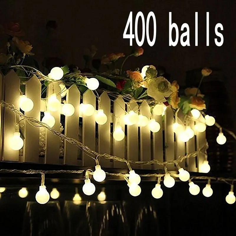 Outdoor Wedding Christmas LED bulb string light led rainbow light waterproof  LED String 50M 400 led ball AC 220V