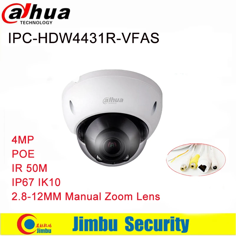 Dahua IP камера IPC HDBW4431R VFAS 4 МП POE сетевой купол H265 2 8 12 мм ручной зум объектив IR 50 м с