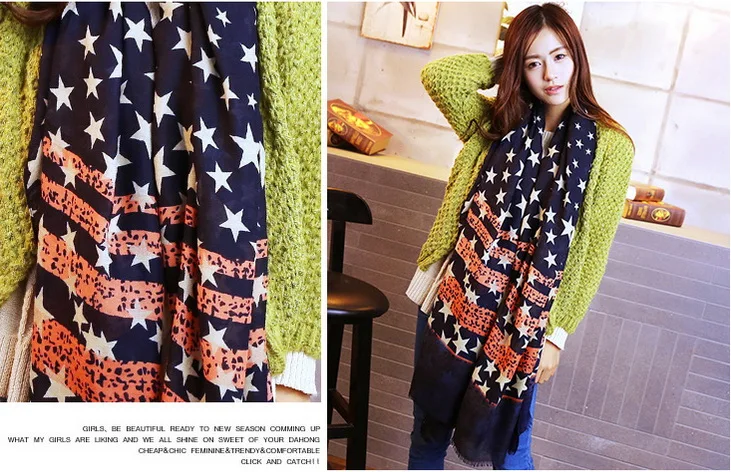 2016 новое поступление высококачественный Женский шелковый шарф с принтом звезды