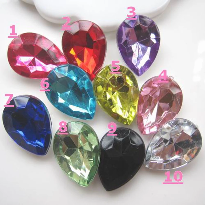Jewelry Materials For Diy Decoration 50pcs Mixed Colors 13*18mm Acrylic Without Flat Back Teardrop Shape Rhinestone Gems