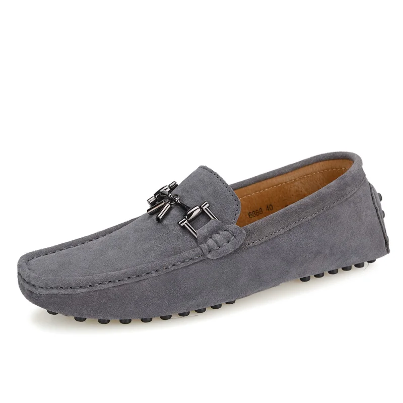 GOXPACER Autumn Shoes Men Metal Buckle Loafers Casual Suede Genuine Leather Flats Fashion Male Tassel Free Shipping | Обувь