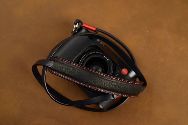 Black with red line Бренд AYdgcam, ремень для камеры из натуральной кожи, ремень для шеи, ручной работы, плечевой ремень для Canon, Nikon, sony, FUJI, Fujifilm, Leica, Pentax - Цвет: Black with red line