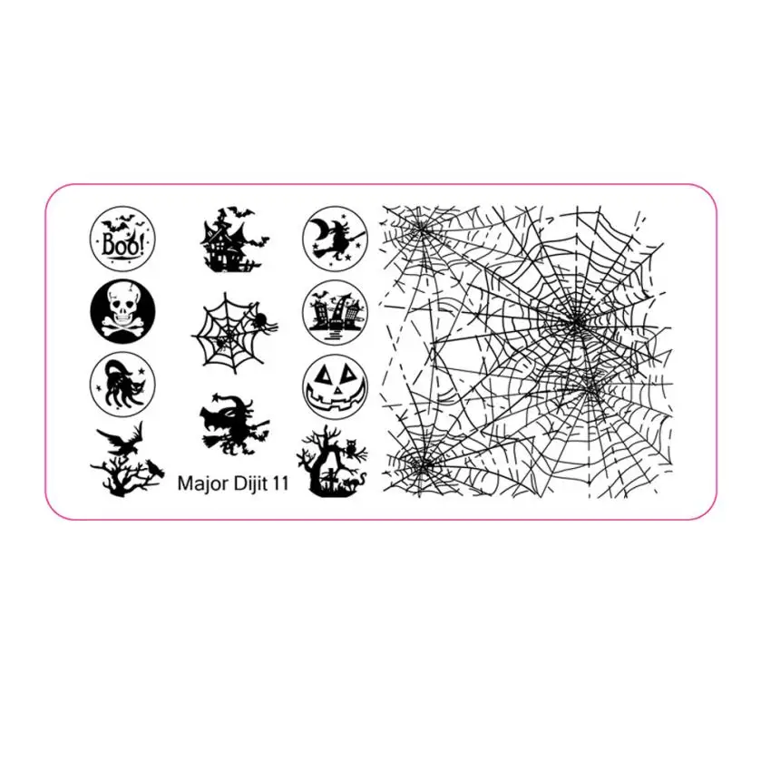 2016 отличное качество черный цвет Хэллоуин DIY Дизайн ногтей печать изображения