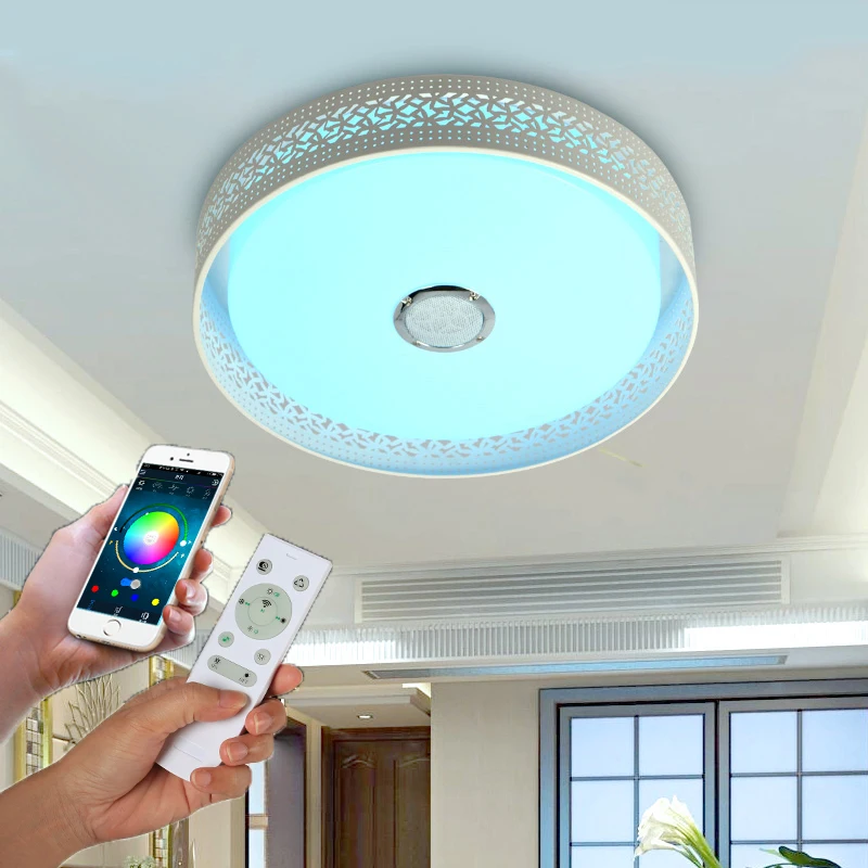 RGB лампы Музыка Светодиодный Люстра с Bluetooth Управление Цвет изменение светильник