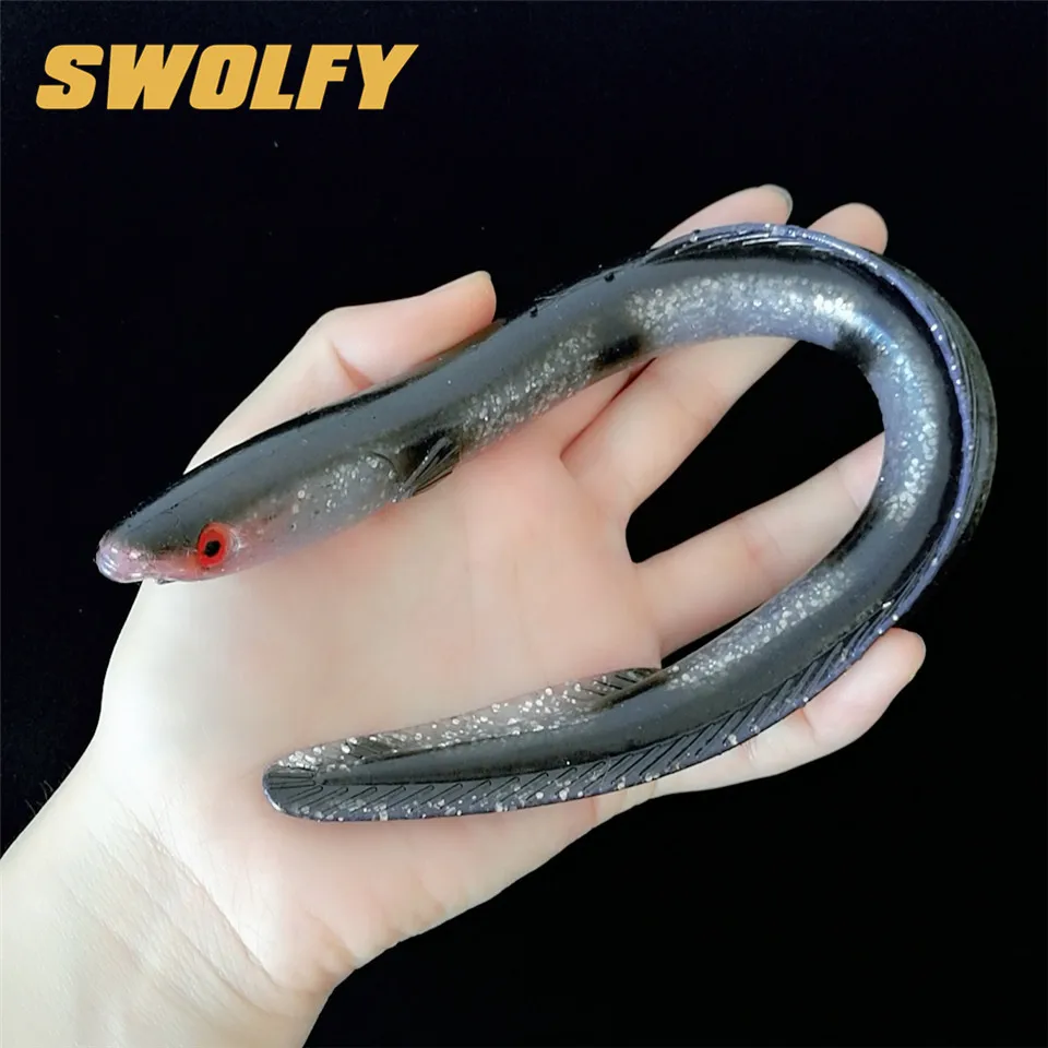 Swolfy 5 шт., силиконовая резиновая Мягкая приманка для угря, 30 см, 57,3 г, мягкая плавающая приманка, Аксессуары для рыбалки, большие мягкие рыболовные снасти
