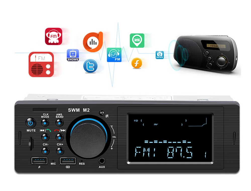 Автомобильный радиоприемник Bluetooth Авторадио 12 в автомобильный стерео радио FM Aux вход приемник зарядка SD USB In-dash 1 din автомобильный MP3 мультимедийный плеер