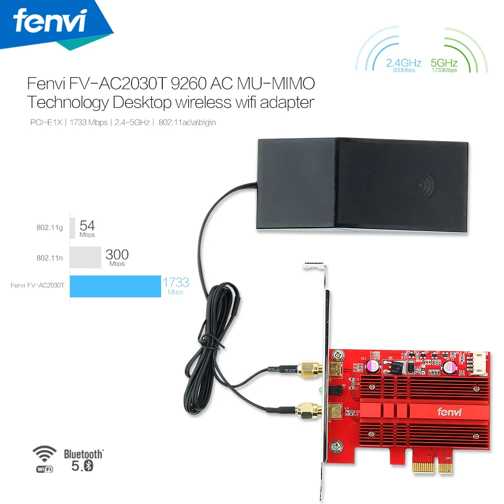 Двухдиапазонный AC2030 беспроводной ac 9260 PCIE WiFi BT 5 0 MU MIMO 802.11ac 2 4G: 300 M/5 Ghz: 1730Mbp