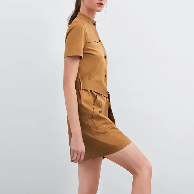 Женское винтажное однобортное платье трапеция Wonder повседневное свободное мини с