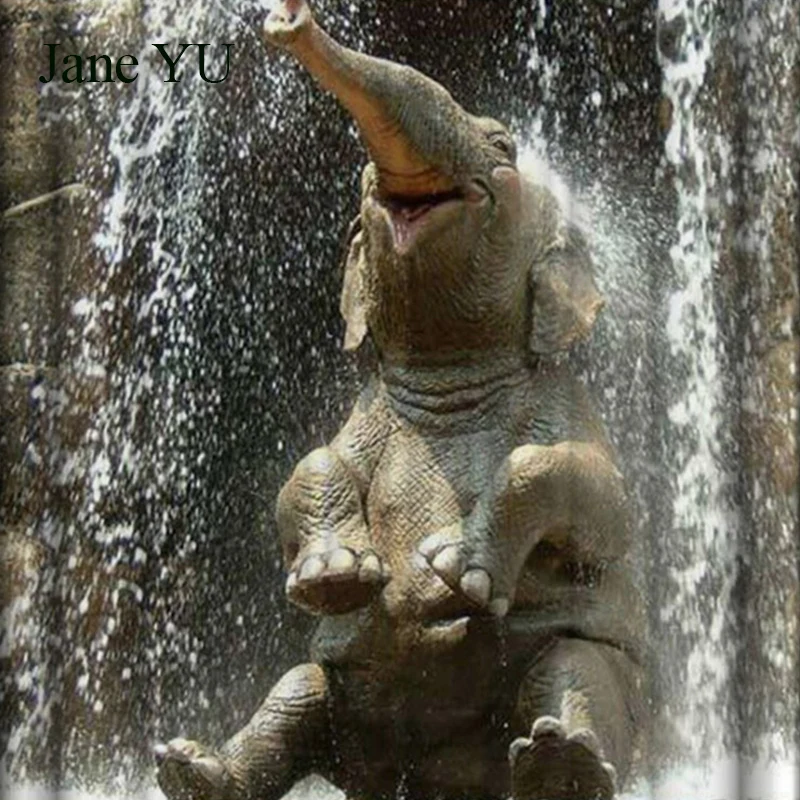 JaneYU Happy Elephant 3D цифровая печатная Толстая Водостойкая полиэфирная занавеска для