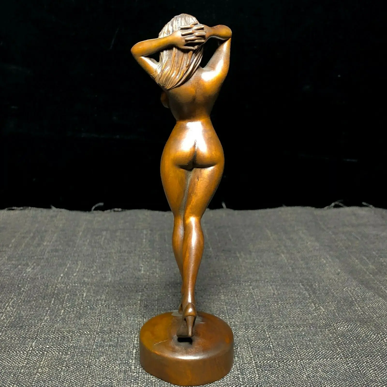 Старый коллекционный китайский Boxwood обувь на высоком каблуке голый Belle орнамент