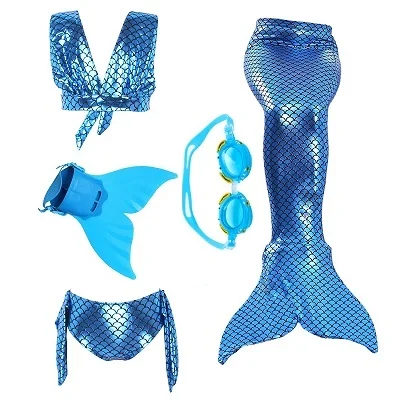 Blue 73 set 1 Детский осенний популярный стильный Русалка Моноласты, хвосты для купания Фин Флиппер Косплэй костюм девочки; Дети Купальник «Ариэль» в виде хвоста русалки для плавания - Цвет: Blue 73 set 1