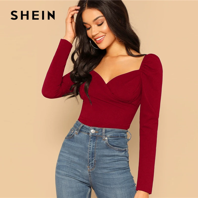 SHEIN Приталенный Топ На Молнии С Оригинальным Рукавом Сексуальные Женские Осенние