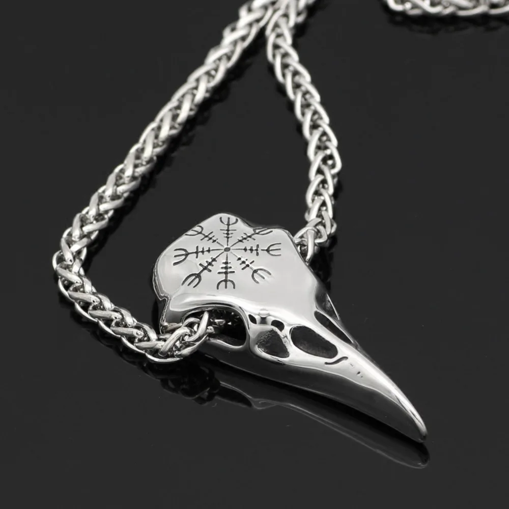 Античное серебро миф Северной Европы Odin Viking ожерелье с вороной Бесплатная