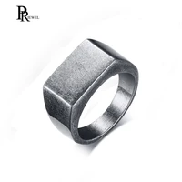 oxide siver signet ring men jewelry gold black stainless steel metal not fade