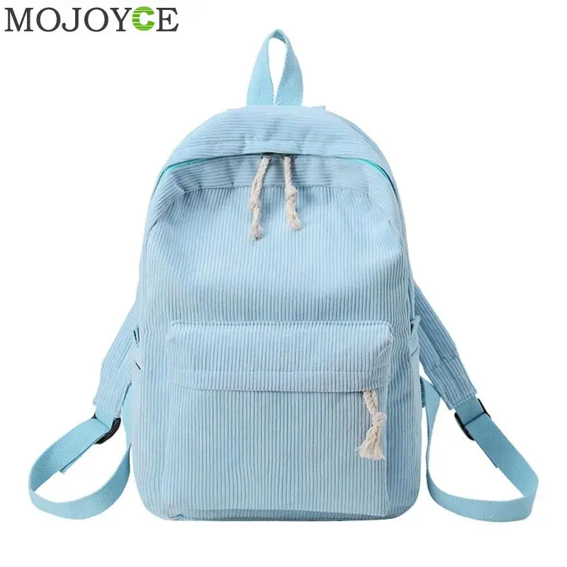 Light Blue Элегантный женский рюкзак из мягкого вельвета, школьная сумка через плечо для девочек-подростков, повседневный рюкзак для путешествий, Полосатый рюкзак - Цвет: Light Blue