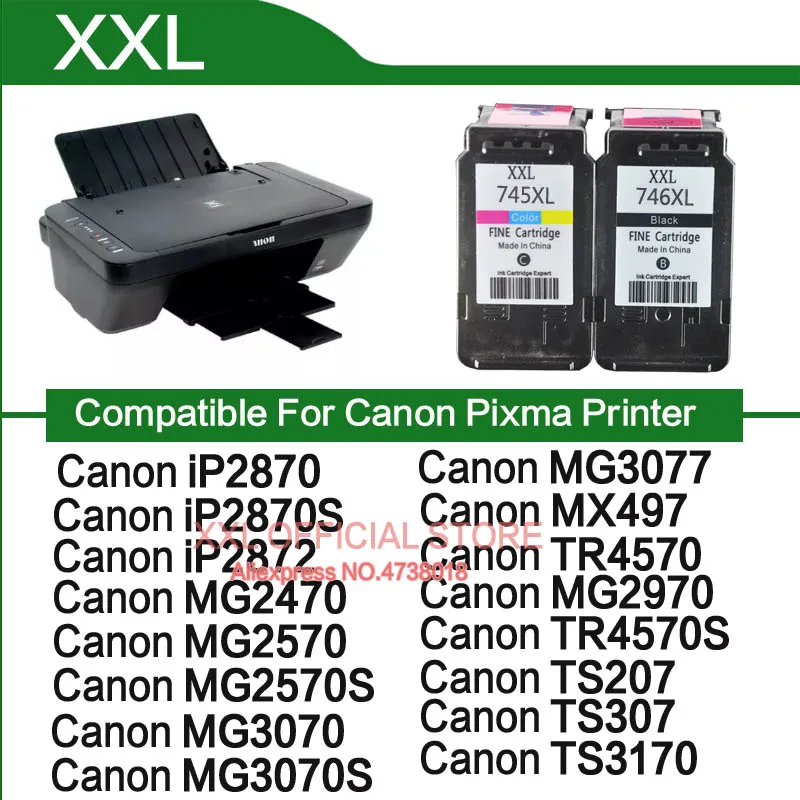 PG745 PG-745 CL-746 Ink Cartridge for Canon Pixma iP2870 iP2870S iP2872 MG2470 MG2570 MG2570S MG3070 MG3070S MG3077 | Компьютеры и