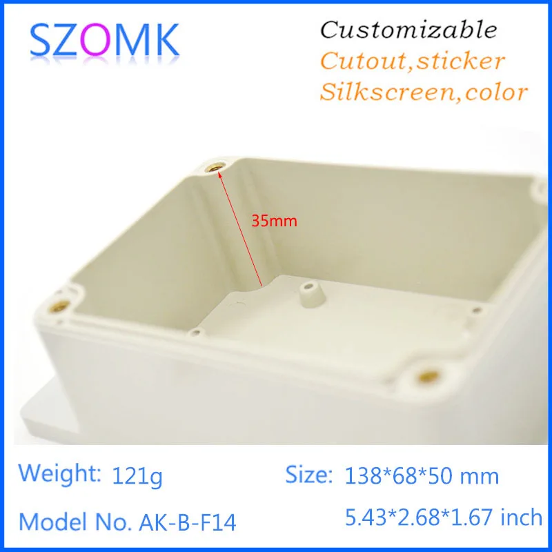 1 шт. водонепроницаемый настенный корпус из АБС пластика для электроники 138*68*50