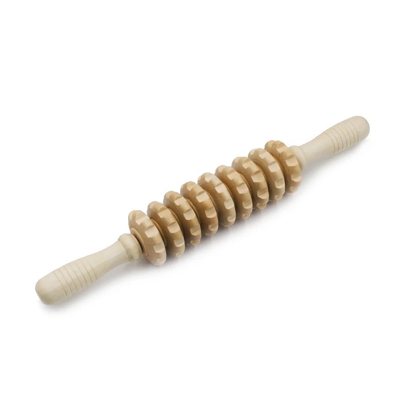 Ручной массажер для мышц деревянная роликовая палочка 9 колес инструмент