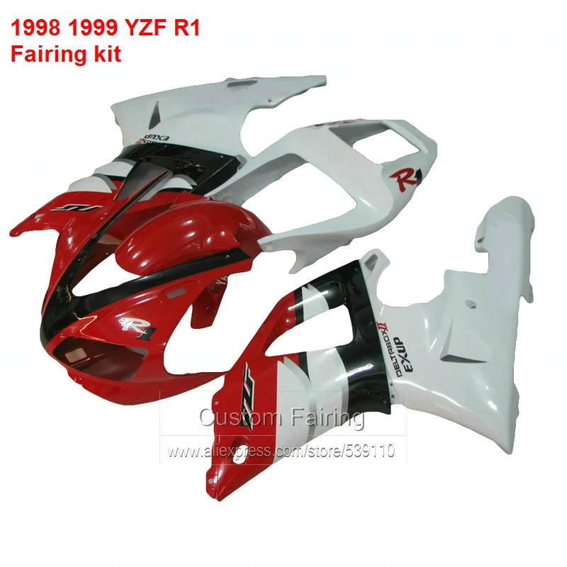 

Обтекатели для YAMAHA YZF R1 98 99 1998 1999 (красный и белый), комплект обтекателей LJ12