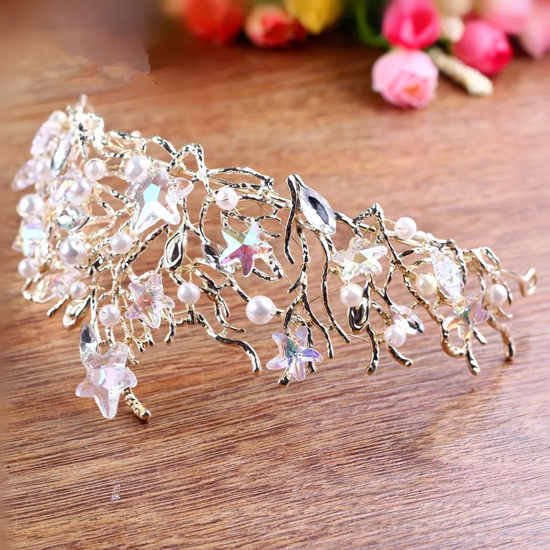 Женская свадебная корона с блестящими кристаллами в европейском стиле милая