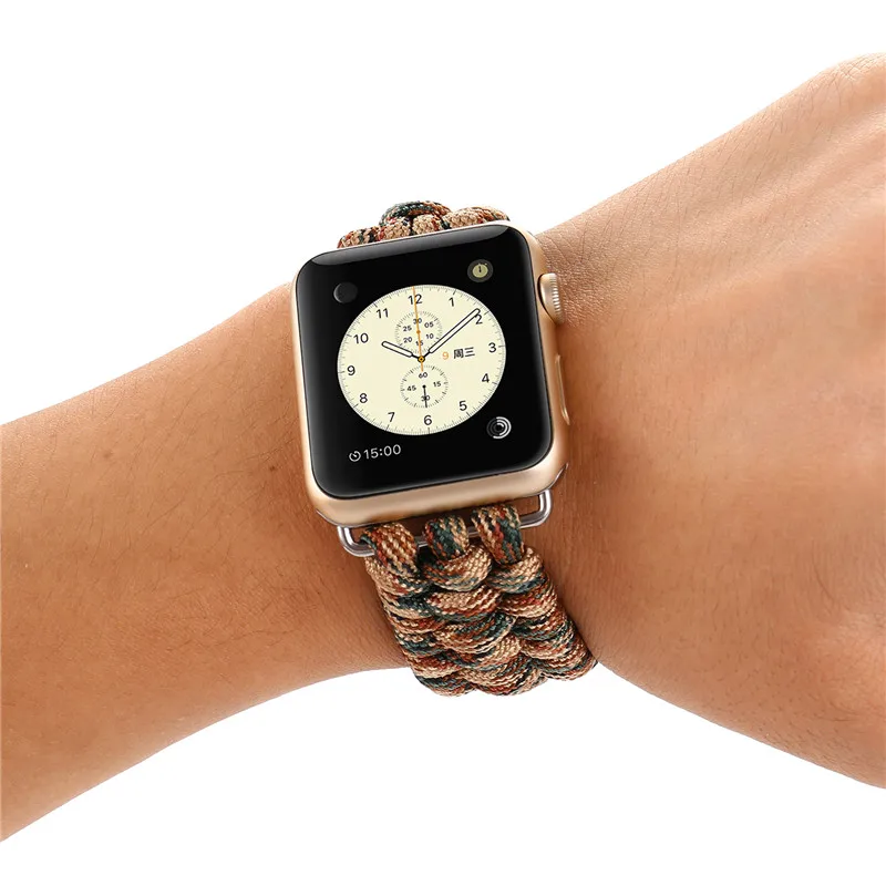 Спорт на открытом воздухе ремешок для Apple Watch Band 42 мм 38 мм веревка для выживания металлический болт застежка браслет для iWatch серии 4/3/2/1