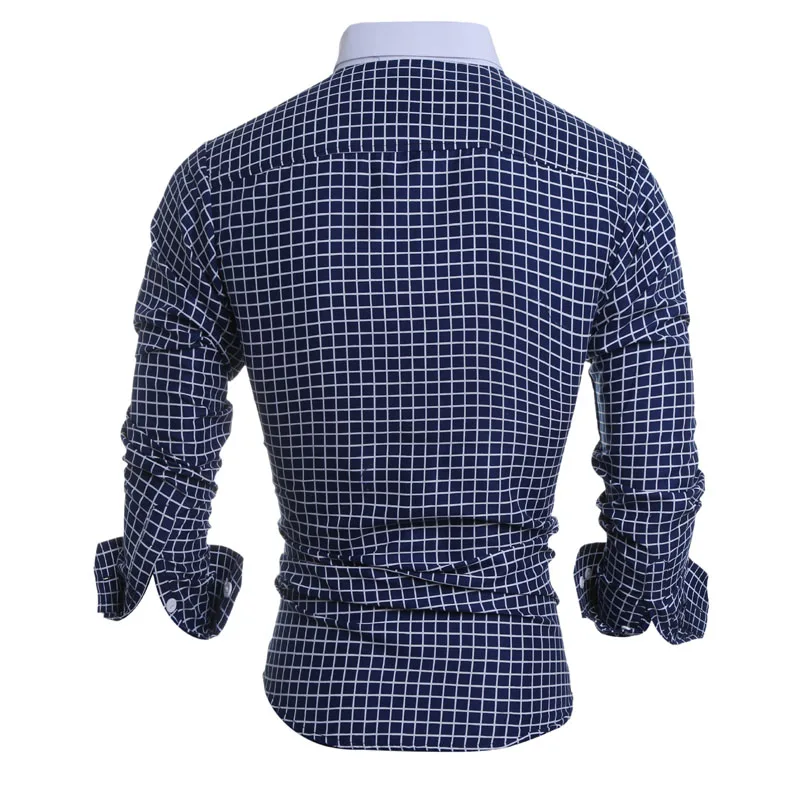 Мужская рубашка в клетку WSGYJ повседневная Облегающая с длинным рукавом удобная