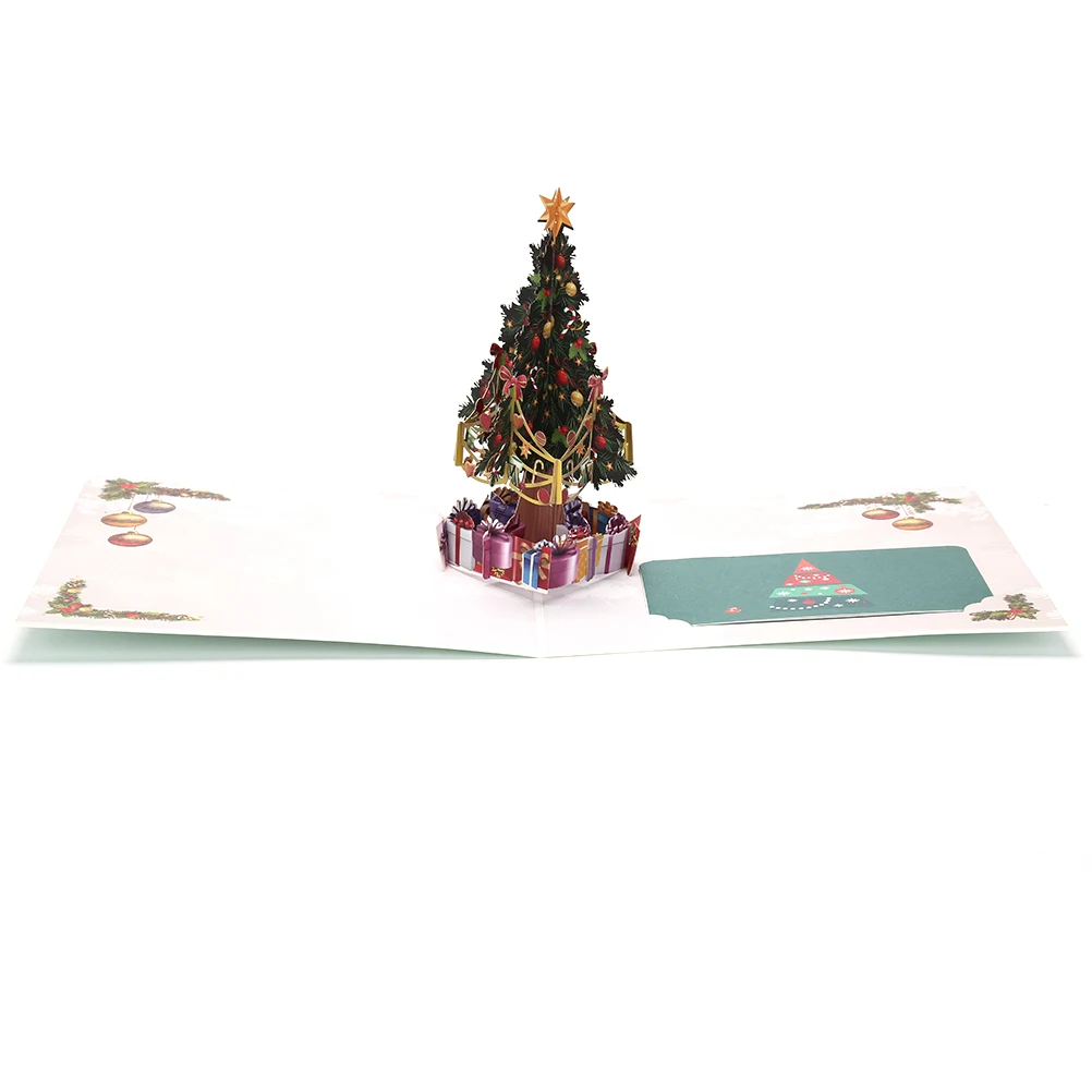 Счастливый новый год 3D Рождественская елка подарки открытка с Рождеством