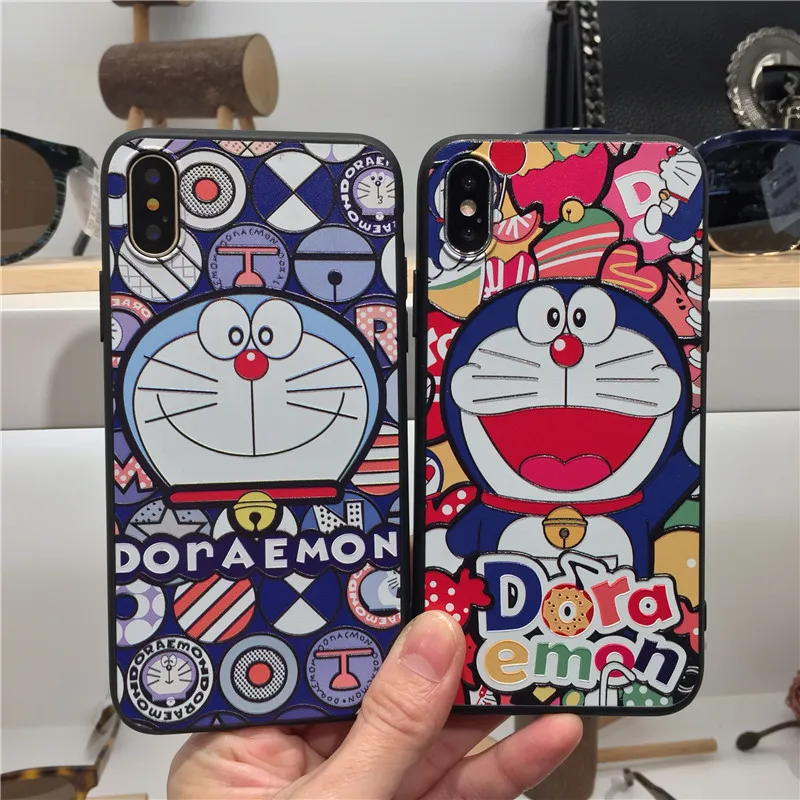 Новый стиль Симпатичные блинтования Doraemon IMD красный синий мягкая оболочка чехол