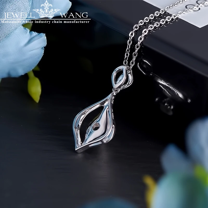 

JEWELLWANG Shiny Diamond Pendants for Women 0.5ct Effect Certified Romantic Classic 18K White Gold Necklace Diamond Gift Pendant
