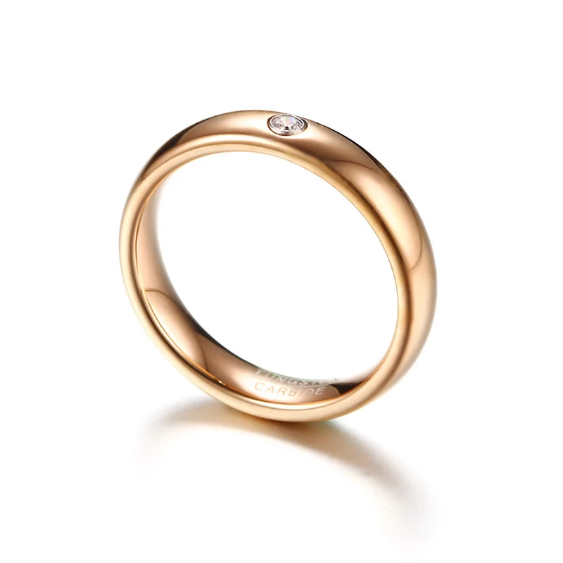 Кольца из карбида вольфрама с кристаллами цвета розового золота 4 мм|anniversary ring|name