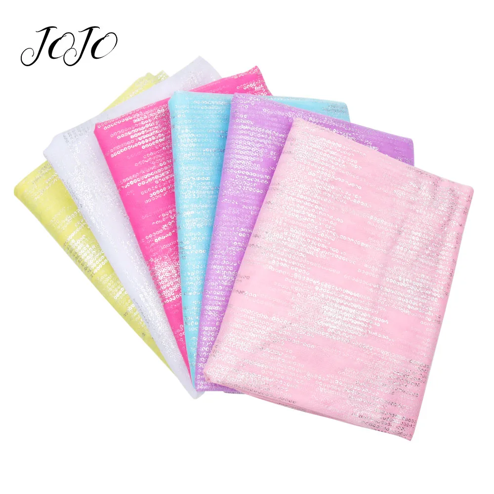 

JOJO BOWS 93*145cm Sequin Printed Mesh Gauze Cloth Fabric For Home Textile Sheet Handmade Craft Supplies Apparel Sew Party Decor