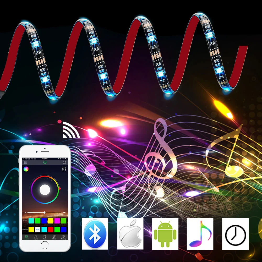 USB Светодиодная лента 5050 RGB с Bluetooth контроллер управление через приложение